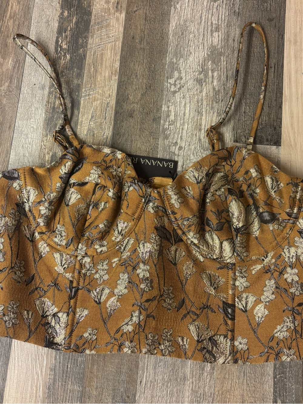 NWT Banana Republic Women’s Floral Jacquard Cropped Corsette Bustier Top Size 8